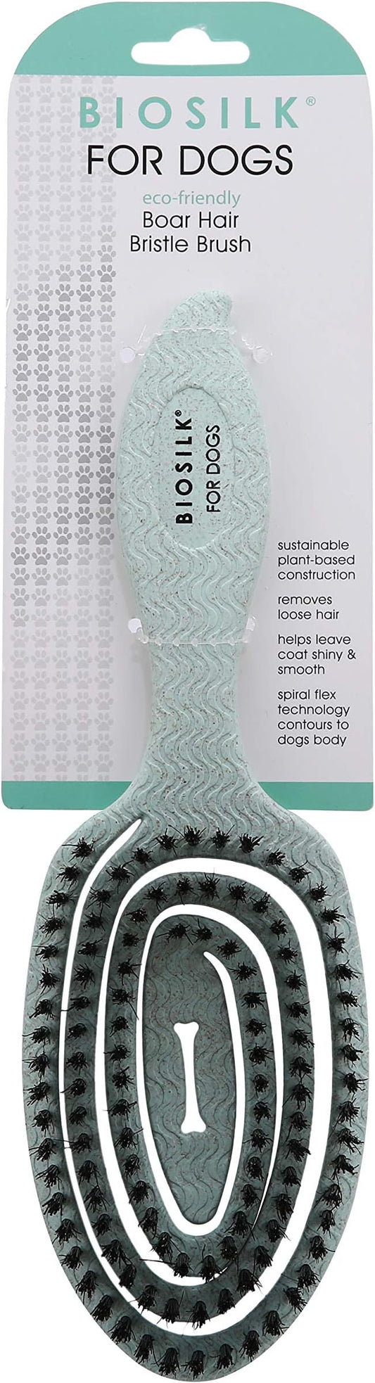 BioSilk for Dogs Eco-Friendly Boar Hair Bristle Brush in Mint Green | Easy to Hold Ergonomic Handle Dog Brush for Shedding | Best Pet Brush for Dog Grooming