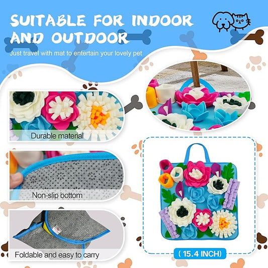 Snuffle Mat for Dogs Sniffing Feeding Mat for Small and Medium Breed Dogs and Cats Non-Slip/Portable/Durable Interactive Puzzle Pet Puppies Toys Encourages Natural Foraging Skills