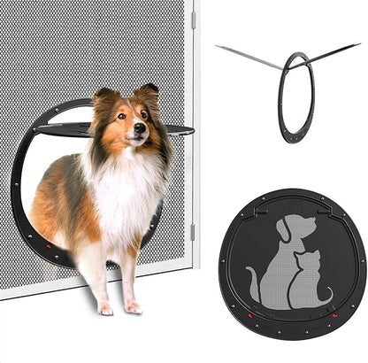 HIDROSIL Dog Door for Screen Door, Patent Desigh Pet Screen Door with Lockable Magnetic Flap for Doggy Door and Cat Door, Black