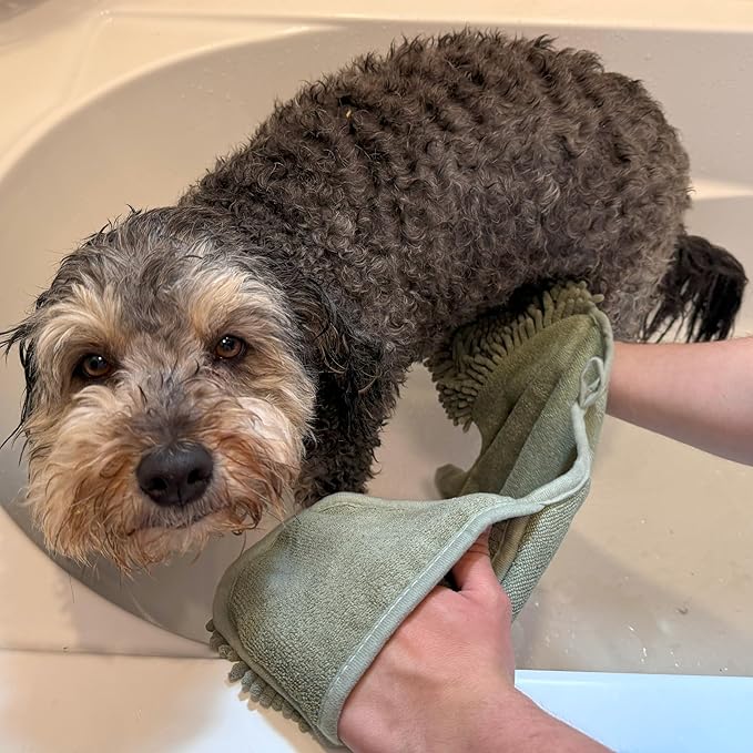 SPOT Clean Paws - Chenille Microfiber Dog Towel - 30X16 Inches/Attractive, Durable, Super Absorbent, Washable. by Ethical Pets, Assorted (50069) (Pack of 2)