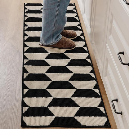 GRANNY SAYS Kitchen Mats for Floor, Kitchen Rugs Non Slip Washable, Runner Rugs for Kitchen Floor, 59" x 17.7", Stain Resistant Comfort Standing Mat Made of 100% Polypropylene, Black