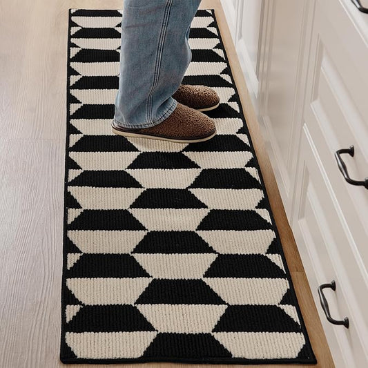 GRANNY SAYS Kitchen Mats for Floor, Kitchen Rugs Non Slip Washable, Runner Rugs for Kitchen Floor, 59" x 17.7", Stain Resistant Comfort Standing Mat Made of 100% Polypropylene, Black