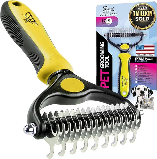 Pat Your Pet Deshedding Dog Brush For Shedding – Cat Brushes For Indoor Cats, Double-Sided Cat Brush Deshedding & Grooming Tool For Long Haired And Short Haired Dogs, Skin-Friendly
