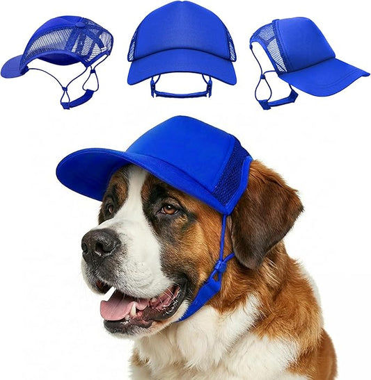 Tuff Pupper Dog Baseball Cap | UV Protection Dog Sun Hat | Breathable Lightweight Design | Secure Adjustable Chin Strap | Quick-Dry Fabric | Reinforced Brim | Small Medium Large Dogs (Blue, XXL)