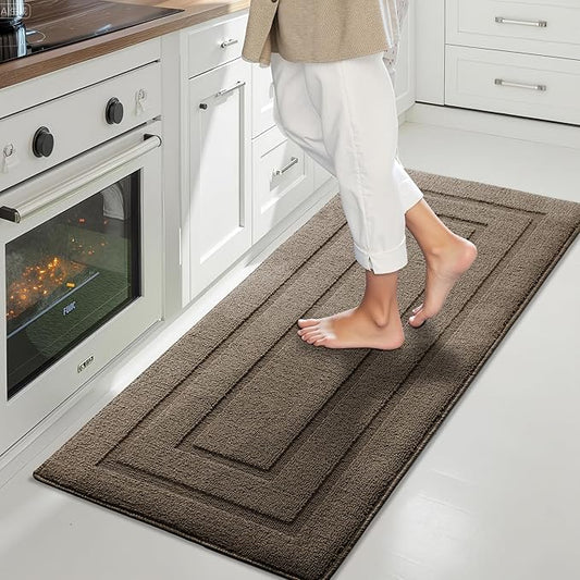 GRANNY SAYS Kitchen Mats for Floor Resist Dirt Kitchen Rugs Non Slip Washable, Long Rug Runner for Sink Laundry Thick Durable Polypropylene Comfort Standing, 47" x 20", Light Brown
