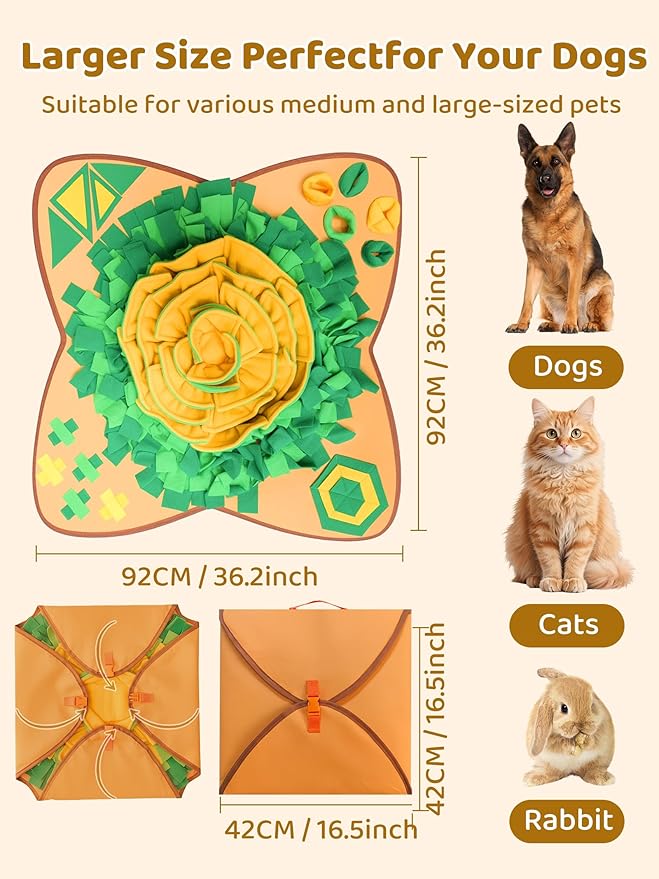 Snuffle Mat for Dogs Large Breed - Interactive Dog Toys for Boredom - Sniff mat - Mental Stimulation - Enrichment Toys- Slow Feed- Washable & Foldable (C)