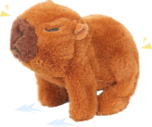 Easfan Walking Capybara Interactive Electronic Pet Plush Toy with Sounds and Movements Hopping Moving Educational Plush Toy Birthday Gifts for Kids Girls, 7'',Brown