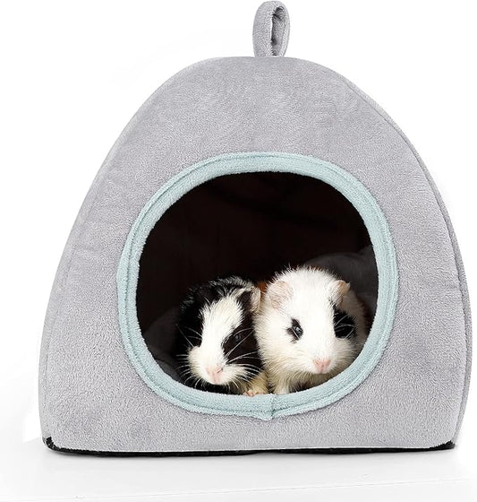 Guinea Pig Hideout - Guinea Pig Bed, Bunny Hideout, Rabbit Bed, Ideal Bed for Small Pets, Tent Shape, Grey