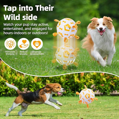 Dog Toys Soccer Ball, Soccer Ball with Straps, Interactive Dog Toys for Tug of War, Dog Water Toy, Durable Dogs Balls for Small Medium & Large Dogs (White) (White)