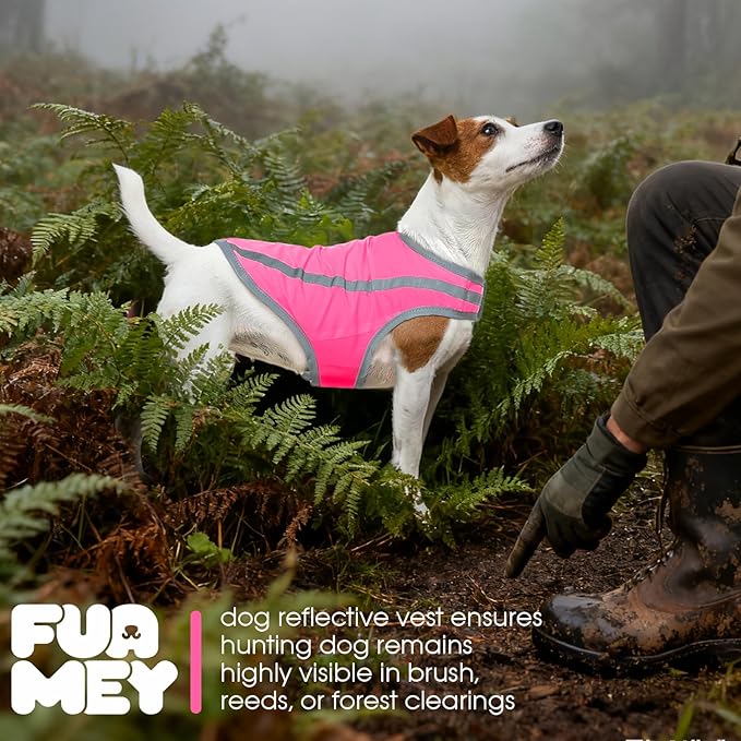 FUAMEY Dog Reflective Vest for Large Dogs,Dog Hunting Vest High-Visibility Dogs Safety Vest for Night Walking Water-Resistant Service Pet Gear Adjustable Outdoor Activities Pink XXXL