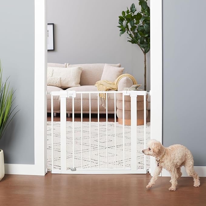 Safety 1st Easy Install Walk Thru Baby Gate for Doorway With Door, Dog Gates, Fits 29"-38", Easy Install 28" Tall, White