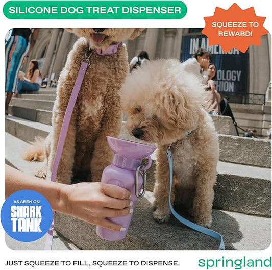 Springer Dog Water Bottle | Portable Travel Water Bottle Dispenser for Dogs - As Seen on Shark Tank | Patented, Leak-Proof Bottles Fill Bowl with Water - Ideal for Walking | BPA-Free 22oz Lilac