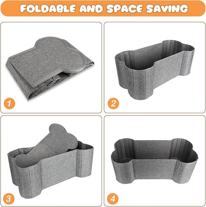 Lukeline Large Dog Toy Basket, Bone Shape Dog Toy Storage Box, Foldable Fabric Storage Bin for Pet toys and Pet Supplies, 26.4 * 12.6 * 9.5 Inches (1 Pack-Grey)