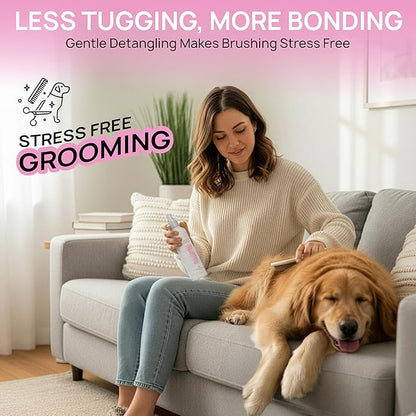 BioSilk for Dogs Detangling Spray with Shine Support, Lightweight Leave In Grooming Mist that Helps Smooth Coats, Detangle, and Add Shine Without Buildup, 8 Fl Oz