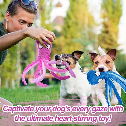 Alphatool Squeaky Dog Toys - 2pcs No Stuffing Octopus Soft Plush Crinkle Toys to Keep Them Busy, Interactive Essentials for Small Medium Pets Dogs Gifts, Blue & Purple