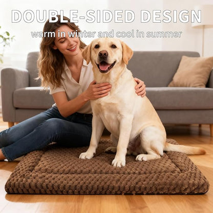 Dog Bed Mat,Reversible & Ultra Soft Kennel Pad-Machine Washable Pet Bed for Dogs & Cats-All-Weather Crate Liner for Crates,Carriers & Travel (Dark Brown, 35" L x 23" W x 1.5" Th)