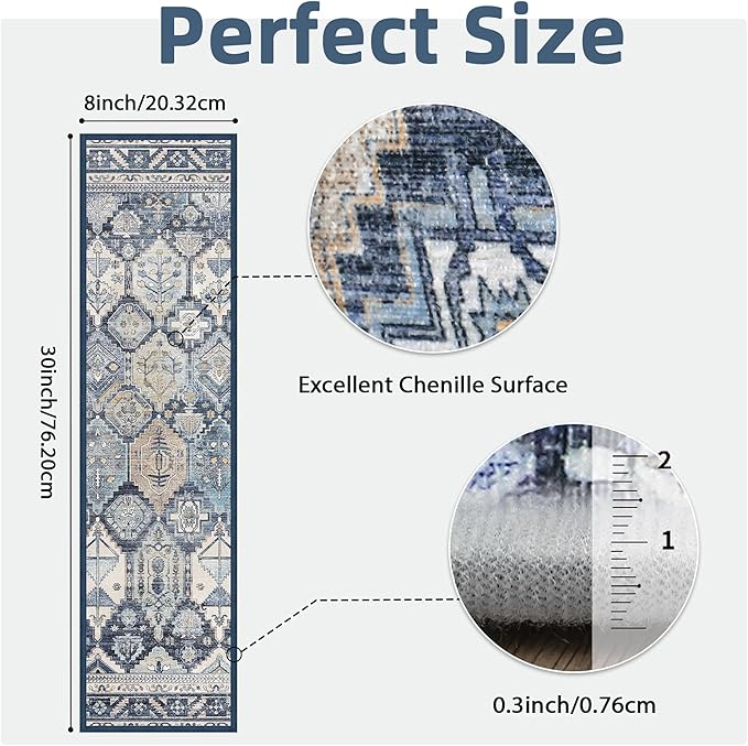 Carpet Stair Treads Non Slip 15PCS, 8" X 30" Edging Stair Runner for Wooden Steps Indoor, Resistant Stair Rugs with Reusable TPE Adhesive Backing, Residue Mat for Elders, Pets, Denim/Pearl