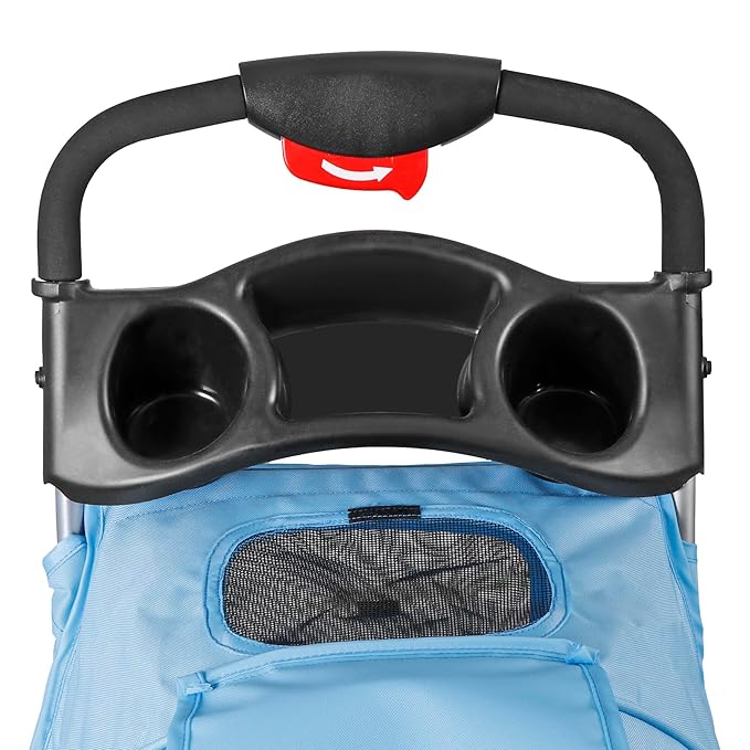 LEMY Pet Stroller,3 Wheels Dog Cat Stroller for Small Medium Dog Cats Carrier Jogger Travel Foldable Puppy with Storage Basket and Cup Holder(Blue)