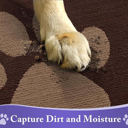 Buganda Dog Door Mat for Muddy Paws, Absorbent Dirt Trapper Non Slip Indoor Doormats, Washable Low-Profile Mat for Mud Dogs, Entryway Carpet for Inside Floor (48x30 Inches, Brown)