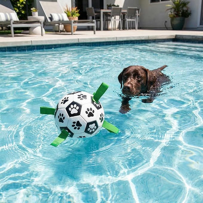 Dog Toys, World Cup Soccer Ball with Straps, Interactive Lightweight Dog Toys for Outdoor Play, Tug of War, Puppy Birthday Gifts, Water Toy - Ideal Pet Gift for Large Dogs (8 Inch)