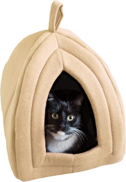 PETMAKER Indoor Cat House with Removable Foam Cushion for Cats, Kittens, Small Dogs & Small Pets, Plush Pet Bed Crate Tent Hideaway with Cozy Soft Interior, Small Animal Sleep & Rest Space