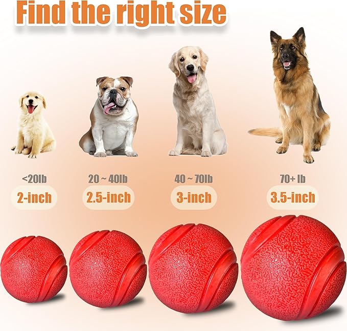 YoFellas Solid Red Rubber Dog Toy – Ultra Bounce, Indestructible Chew & Fetch Toy for Aggressive Chewers, Interactive Training for Small to Large Dogs (Extra Large, Striped)