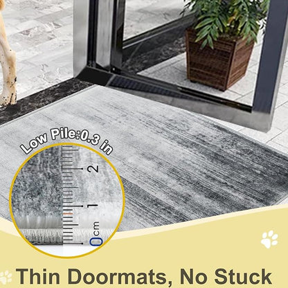 COMSLE Door Mat Soft Absorbent Indoor Front Entryway Rug Machine Washable Entrance Mats for Muddy Paws Non Slip Throw Rugs 24" x 36" Doormat for Inside Foyer Bedroom - Gray