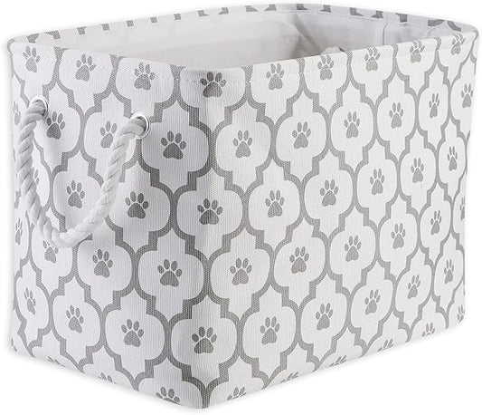 Bone Dry Pet Storage Collection Lattice Paw Print, Medium Rectangle, White/Gray