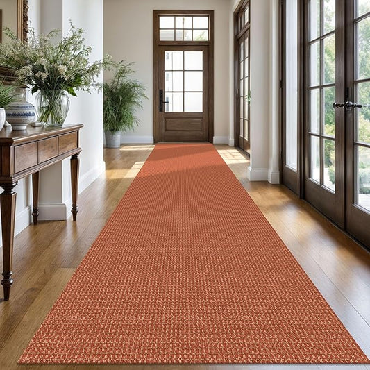 KOZYFLY Extra Long Runners for Hallways 3x16 ft Washable Kitchen Runner Non Slip Rubber Backed Hallway Rug Cotton Entryway Runner Rug Floor Carpet for Indoor Hall, Kitchen, Stair, Orange/Tan
