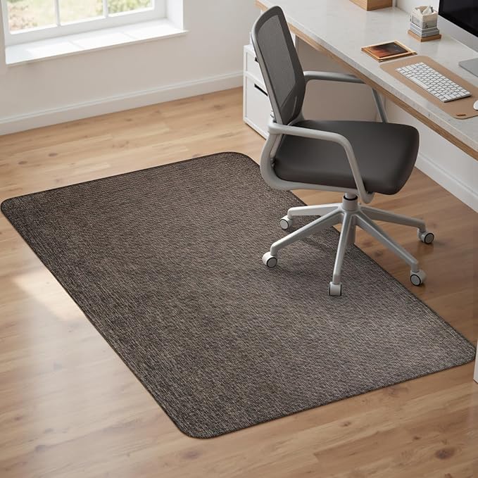 Sycoodeal Office Chair Mat for Hardwood & Tile Floor,Computer Gaming Chair Mat for Rolling Chairs Non-Curve, Anti-Slip, Heavy Duty Floor Protector for Home Office,Dark Coffee (36" x 55")