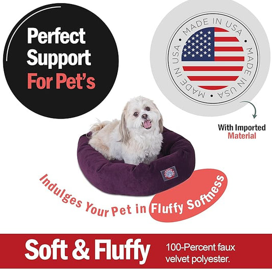 Majestic Pet Villa 24 Inch Shredded Memory Foam Dog Bed for Small Sized Dog 24x19x7 Inch–Orthopedic Pet Bed - Washable Small Puppy Mat with Head Support-Aubergine