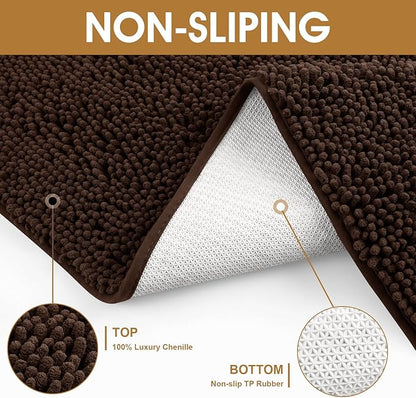 IM HOME Dog Door Mats for Muddy Paws, 30" X 20" Chenille Absorbent Doormat, Non Slip Heavy Dog Rugs for Muddy Paws, Soft Indoor Door Mat for Entryway, Mud Paw, Inside Floor, Brown