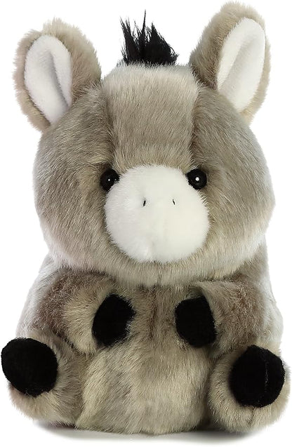 Aurora® Playful Rolly Pet™ Bray Donkey™ Stuffed Animal - Compact Size for On-the-Go Fun - for Adults, Kids, Birthdays, and Anniversaries - Gray 5 Inches