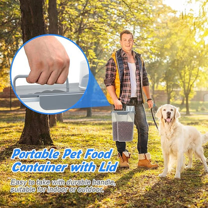 TBMax Dog Food Storage Containers 2 Pack 8 to 10 Lbs, Airtight Pet Food Container Dispenser with Large Spout & Portable Handle, Travel Dog Treat Cat Food Storage Bin Bird Seed Container -Dark Grey