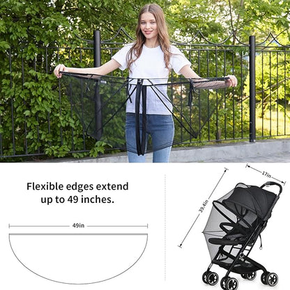 DUOMI Mosquito Net for Stroller,Encrypted Stroller Mosquito Net Full Cover with Double Zipper,Breathable & Foldable Netting for Baby Cover(Black)