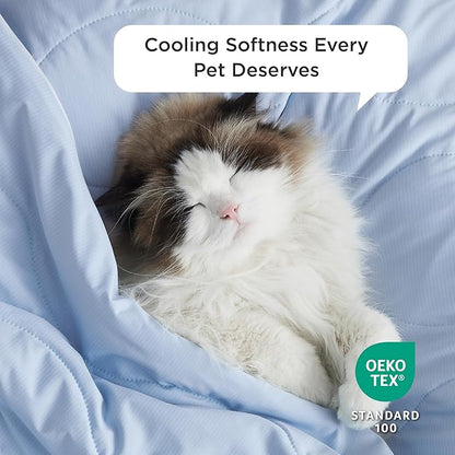 Bedsure Premium Cooling Blanket for Medium Dog - Q-MAX>0.5, Breathable Summer Washable Cold Pet Throw Blanket, Soft Durable Self Cooling Cat Mat for Hot Weather, Powder Blue, 30x40