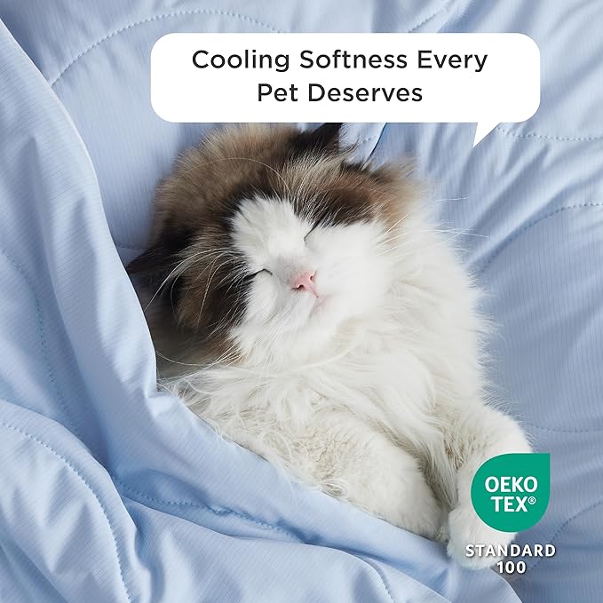 Bedsure Premium Cooling Blanket for Extra Large Dog - Q-MAX>0.5, Breathable Summer Washable Cold Pet Mat, Soft Durable Self Cooling Dog Mat for Hot Weather, Powder Blue, 50x60