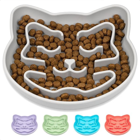 Snuggli Slow Feeder Cat Bowl | Cat Puzzle Feeder for Slow Eating, Mental Enrichment, Digestion, & Bloat Relief | Non-Slip Silicone, Dishwasher Safe, 1 Cup (Slate)