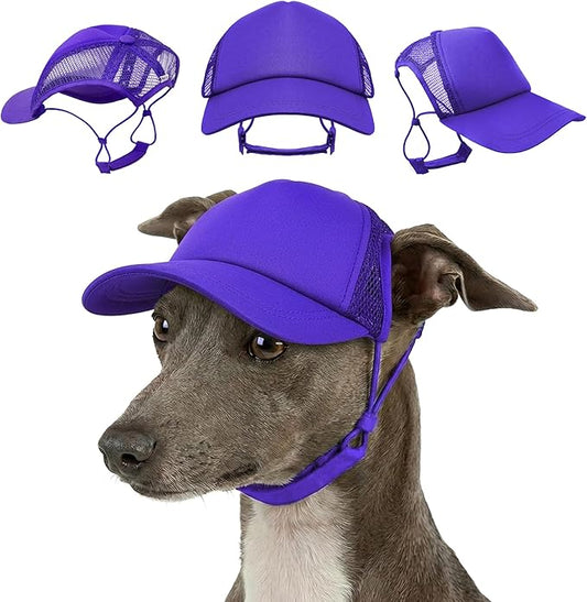 Tuff Pupper Dog Baseball Cap | UV Protection Dog Sun Hat | Breathable Lightweight Design | Secure Adjustable Chin Strap | Quick-Dry Fabric | Reinforced Brim | Small Medium Large Dogs (Purple, XS)