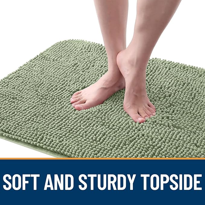 OLANLY Dog Door Mat Set 2-Piece 36x24, Absorbs Moisture and Dirt, Absorbent Non-Slip Washable Doormat, Quick Dry Chenille Mud Mat for Dogs, Entry Indoor Entryway Carpet for Inside Floor, Sage Green
