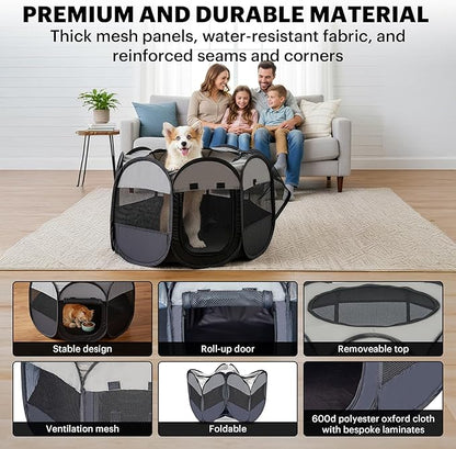 LAFYETTE. - USA Based, Dog Cat Playpen, Puppy Kitten Pet Playpen Indoor Outdoor, Portable Pop Up Dog Kennel Tent Crate Cage for Dog Cat Rabbits, Foldable Pet Enclosure, Removable Top Cover, 29" x 16"