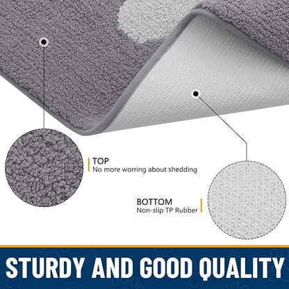 Smiry Dog Door Mat for Muddy Paws, Absorbs Moisture and Dirt, Low-Profile Entryway Mat with Non-Slip Backing, Entry Indoor Outdoor Doormat for Inside Floor (47x24 Inches, Light Grey, Paw)