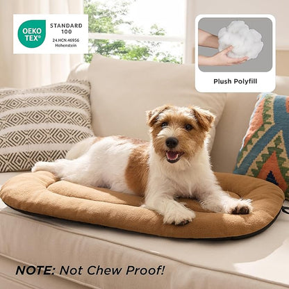 Bedsure Washable Dog Crate Pad for Large Dogs, Anti-Slip Puppy Kennel Dog Bed for Crate - Ultra Soft Fleece Flat Thin Pet Mat (Not Chew Proof), Brown 35"x22"