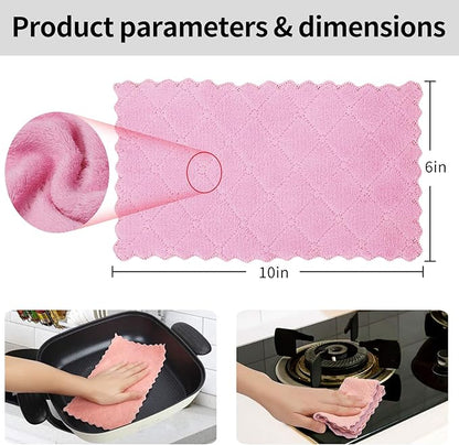 20 Pack Kitchen Dish Cloths Dish Towels,Super Absorbent Coral Fleece Cloth,Premium Cleaning Cloth,Nonstick Oil Washable Fast Drying Dish Rags for Clean Table,Dish,Glass（5Colors 6"x10"）
