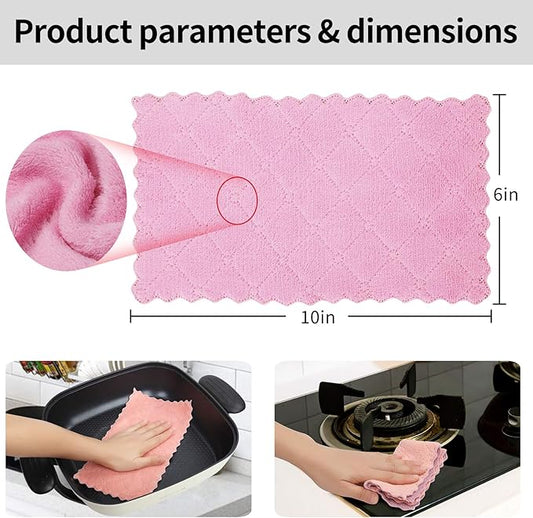 20 Pack Kitchen Dish Cloths Dish Towels,Super Absorbent Coral Fleece Cloth,Premium Cleaning Cloth,Nonstick Oil Washable Fast Drying Dish Rags for Clean Table,Dish,Glass（5Colors 6"x10"）