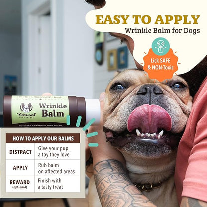 Natural Dog Company Wrinkle Balm for Dogs – Dog Wrinkle Balm for Skin Folds, Facial Creases & Wrinkles, Lick-Safe Wrinkle Cream for Bulldogs, Pugs & Bully Breeds, Daily Skin Care, 0.15 oz Stick