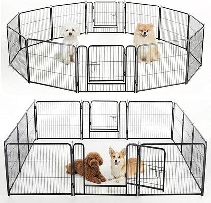 NEWBULIG Dog Playpen for Indoor 24 Inch 12 Panels - Portable Heavy Duty Metal Pet Exercise Pen with Door, Foldable Small Dog Puppy Playpen Fence for Outdoor RV, Camping, Yard, Garden