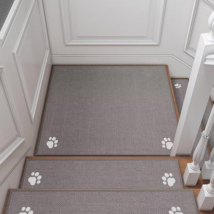 Square Stair Treads Non Slip Indoor 1PCS, Rubber Backing Stair Runner Rugs for Wooden Steps, Residue Free Stair Carpet Treads for Kids Elders Pets, Machine Washable Stair Mats, Gray, 30" x 30"