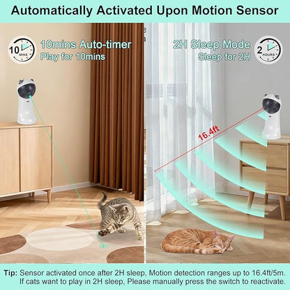 TBTeek Cat Toy, Green Light, Automatic Motion-Activated, 5 Fun Patterns, 4 Speed Modes, Adjustable Light Angles, Random Rotating Trajectory, Rechargeable