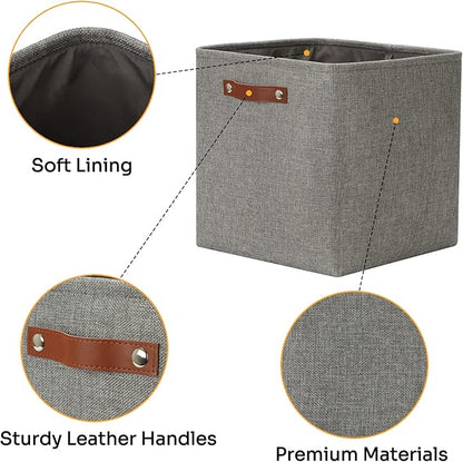 DULLEMELO Cube Storage Boxes,13 inch Fabric Baskets Closet Storage Bins for Home Organization and Storage,Stackale Gift Baskets Empty for Nursery Clothes Toys Kids Storage(Grey)